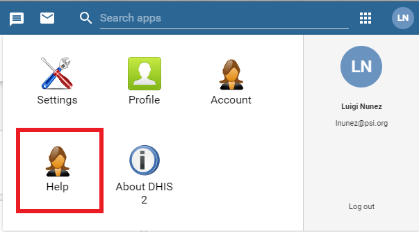 IM Data Hub Help menu