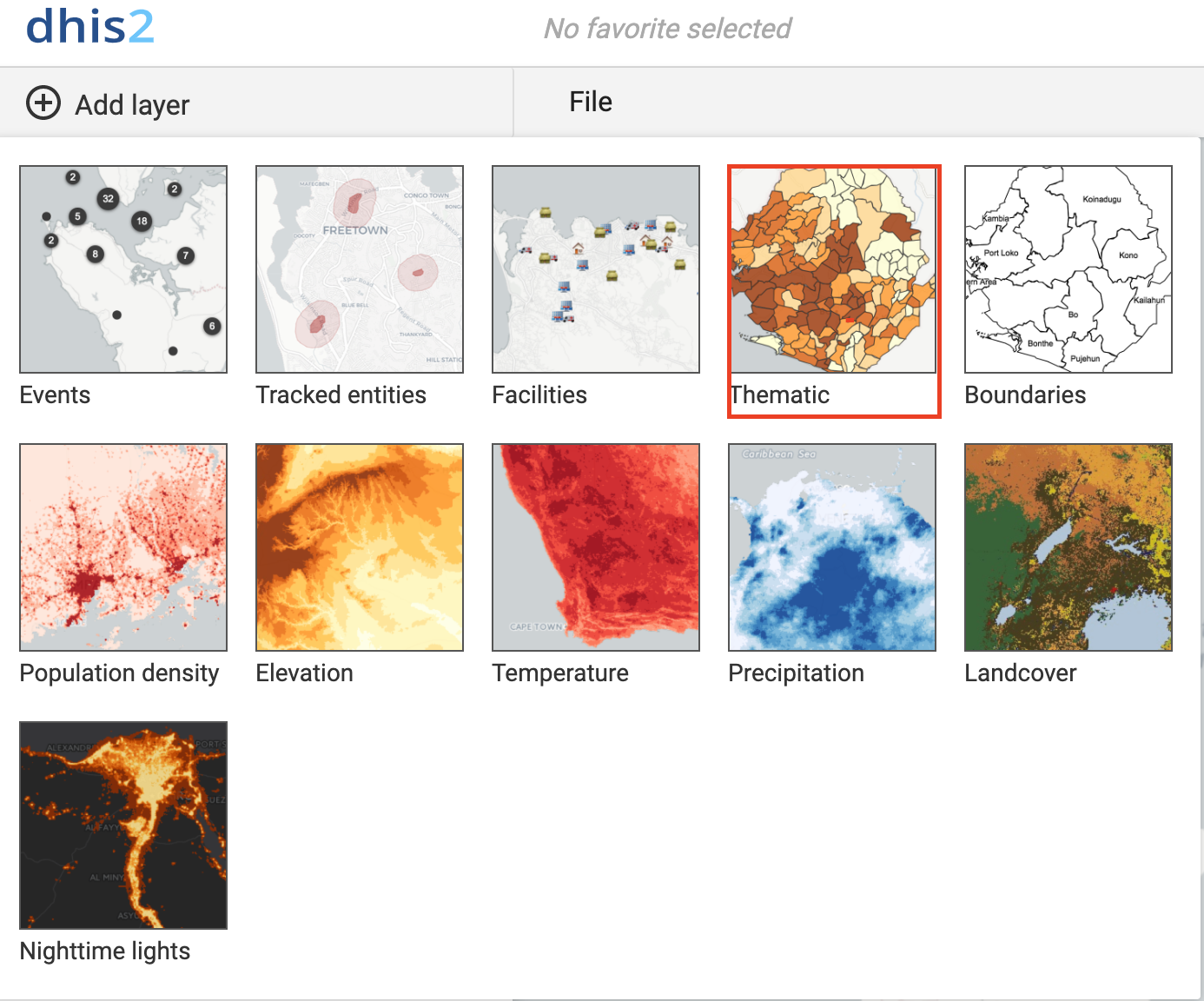Select thematic layer